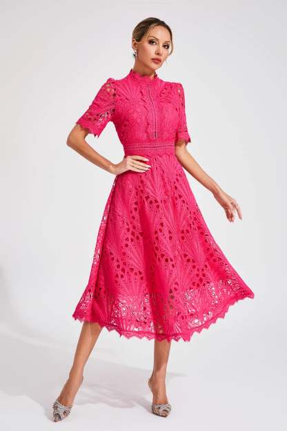 Elegant Lace Midi Dress for Women