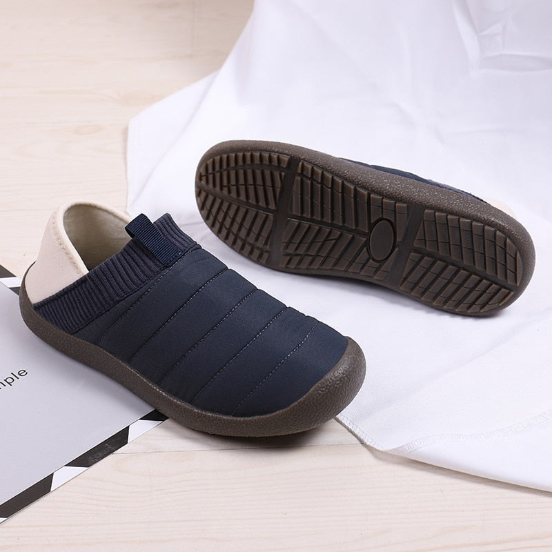 Men Fur Slippers Anti-slip Waterproof Indoor Slides