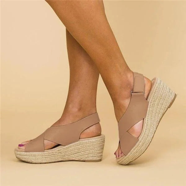 Luckweek | Orthopaedic Wedge Espadrilles in Taupe