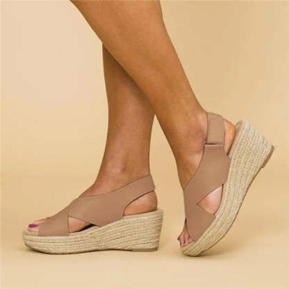 Luckweek | Orthopaedic Wedge Espadrilles in Taupe