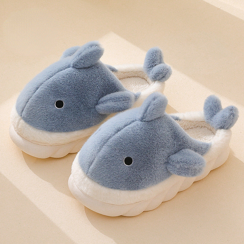 Heel-covered Powder Blue Super Soft Warm and Anti-slip Fluffy Slippers