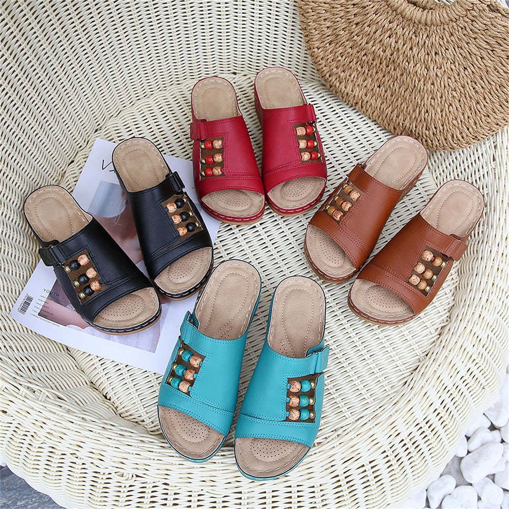 Orthopedic Wedge Heel Slip On Open Toe Mules Sandals Womens Slipper