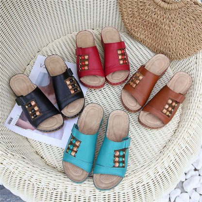 Orthopedic Wedge Heel Slip On Open Toe Mules Sandals Womens Slipper
