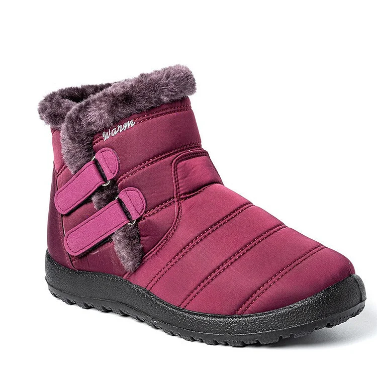 Women Waterproof Warm Plush Fleece Lining Slip On Snow Boots