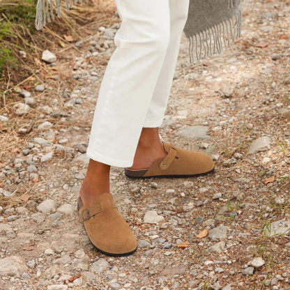 Orthopedic Sandals Women’s Suede Mules Slippers Cork With Arch Support