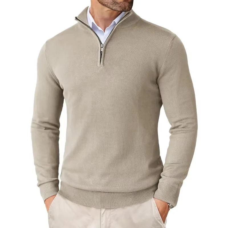 Men's Cotton Blend Zip Neck Sweater