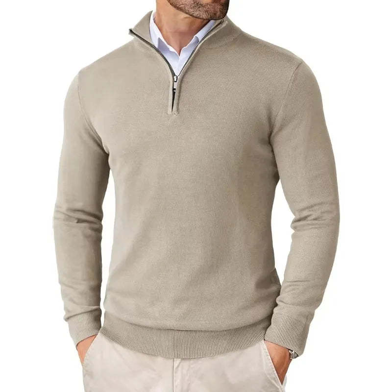 Men's Cotton Blend Zip Neck Sweater