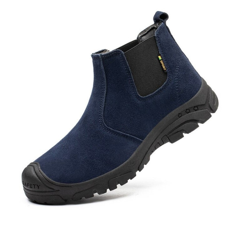 Anti-smashing Men Work Ankle Boots Suede Steel Toe Orthopedic Shoes