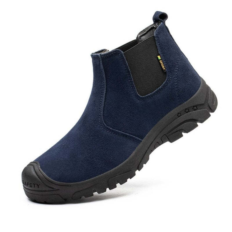 Anti-smashing Men Work Ankle Boots Suede Steel Toe Orthopedic Shoes