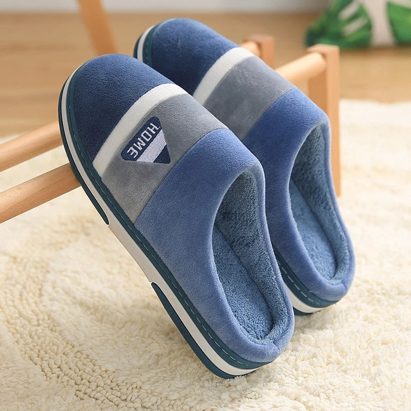 Velvet Fur Men Indoor Slippers Cushion Winter Shoes