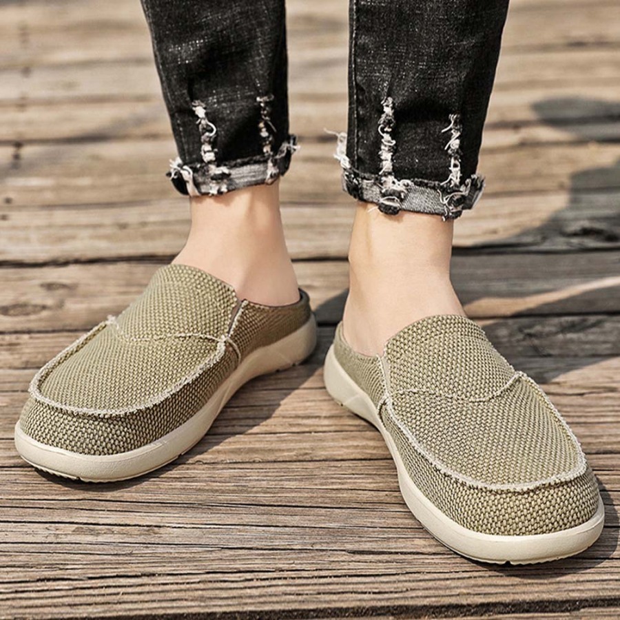 Summer New Men's Light Casual Denim Slip On Half Slippers