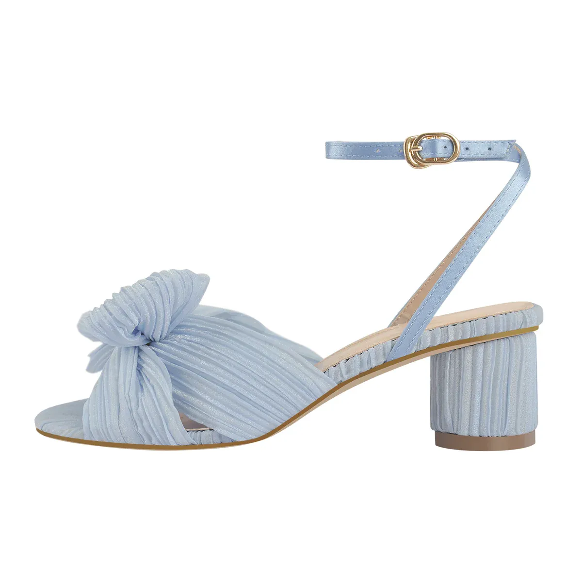 Women's Chunky Heel Pleated Bow Sandals