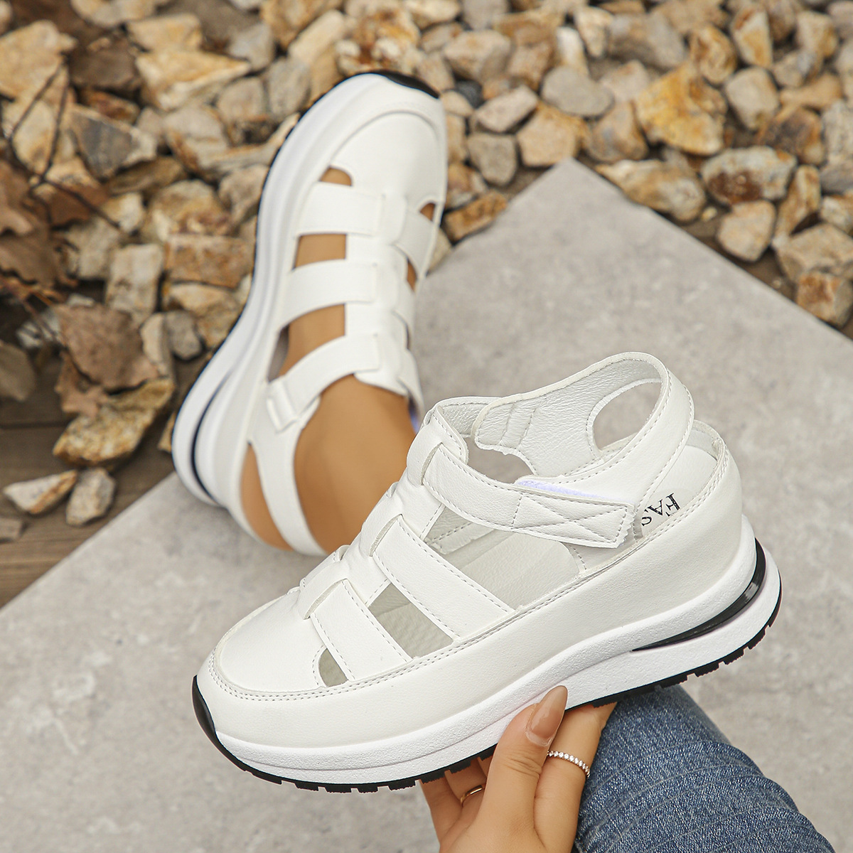 Women's Comfortable Platform Wedge Leather Roman Sandals