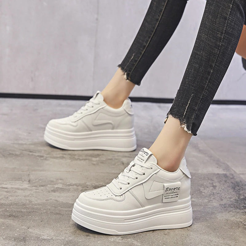 Comfy and Fancy Genuine Leather 8cm Platform Sneaker