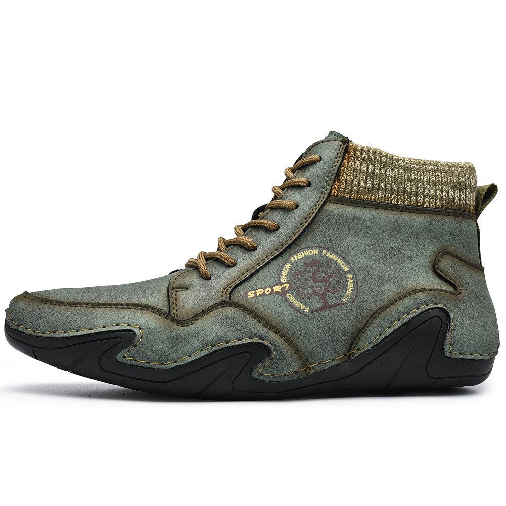 Barefoot Shoes Men's Handmade Soft Slip Resistant Lace Up Leather Ankle Boots