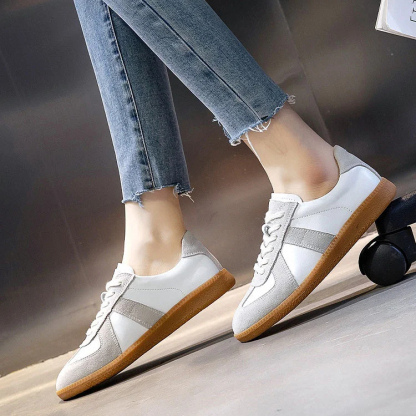 Women's White Leather Low Top Sneakers Shoes