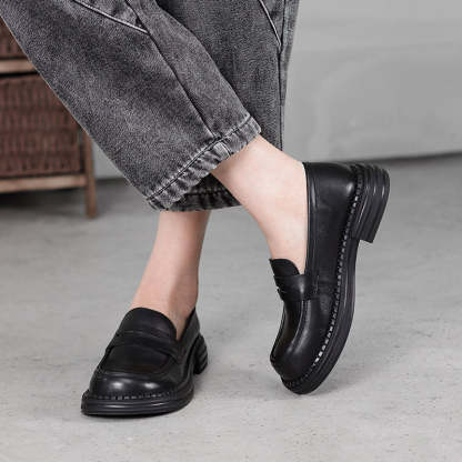 Big Toe Wide Fit Leather Penny Loafers In Black/Coffee