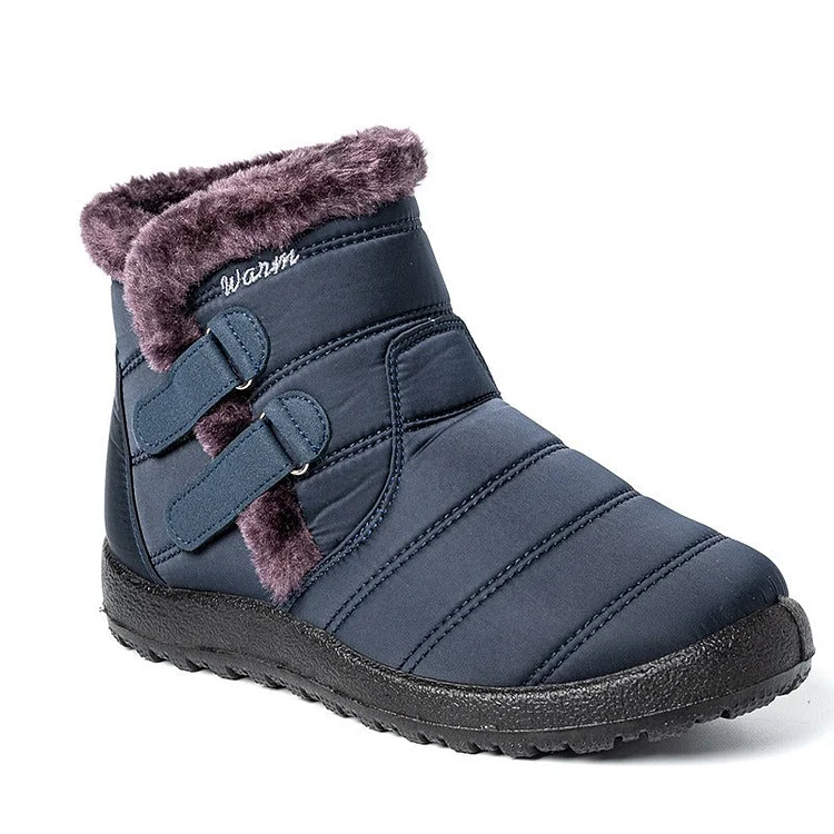 Women Waterproof Warm Plush Fleece Lining Slip On Snow Boots