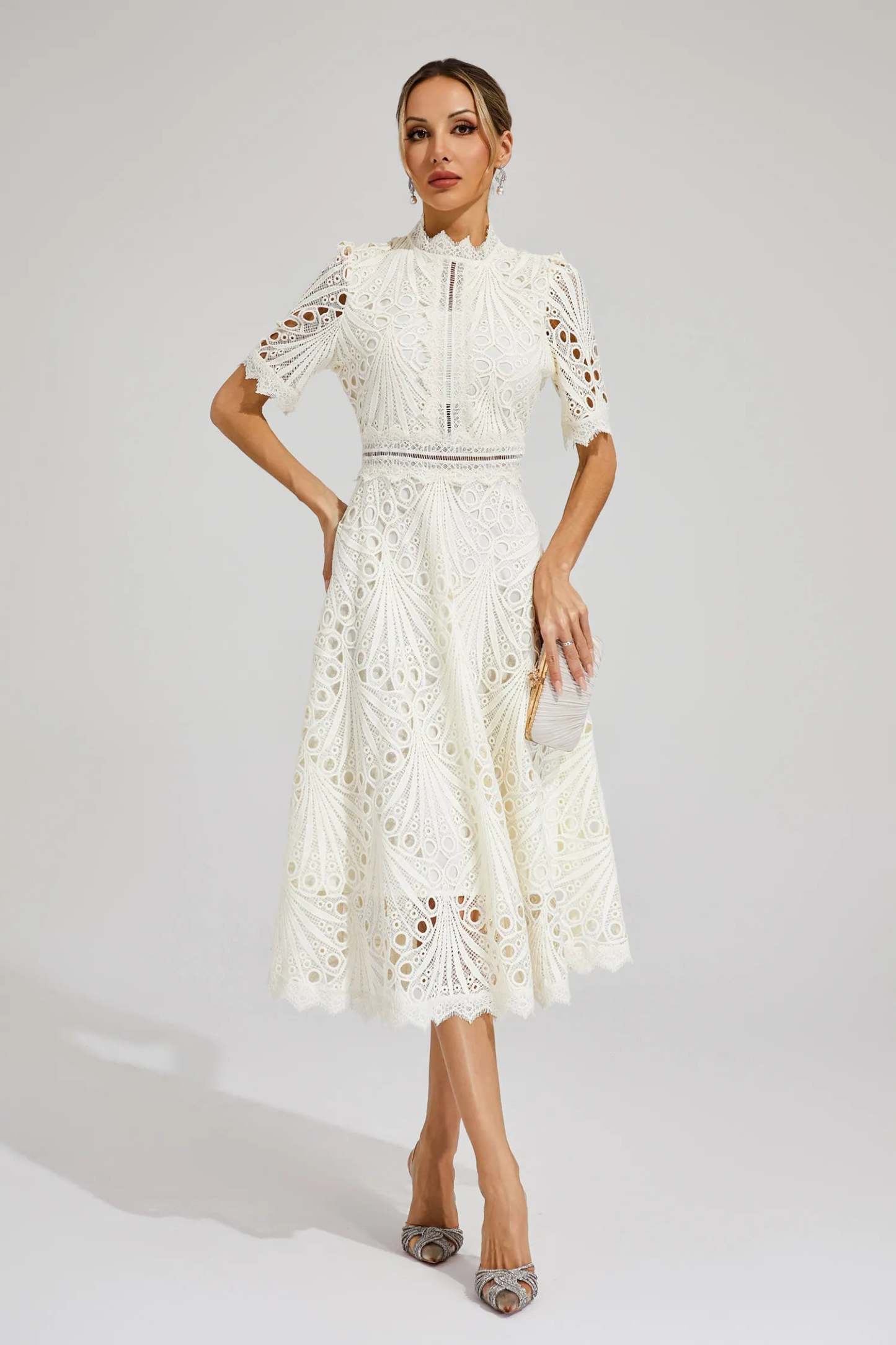 Elegant Lace Midi Dress for Women