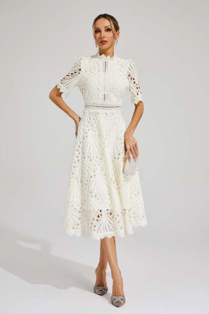 Elegant Lace Midi Dress for Women