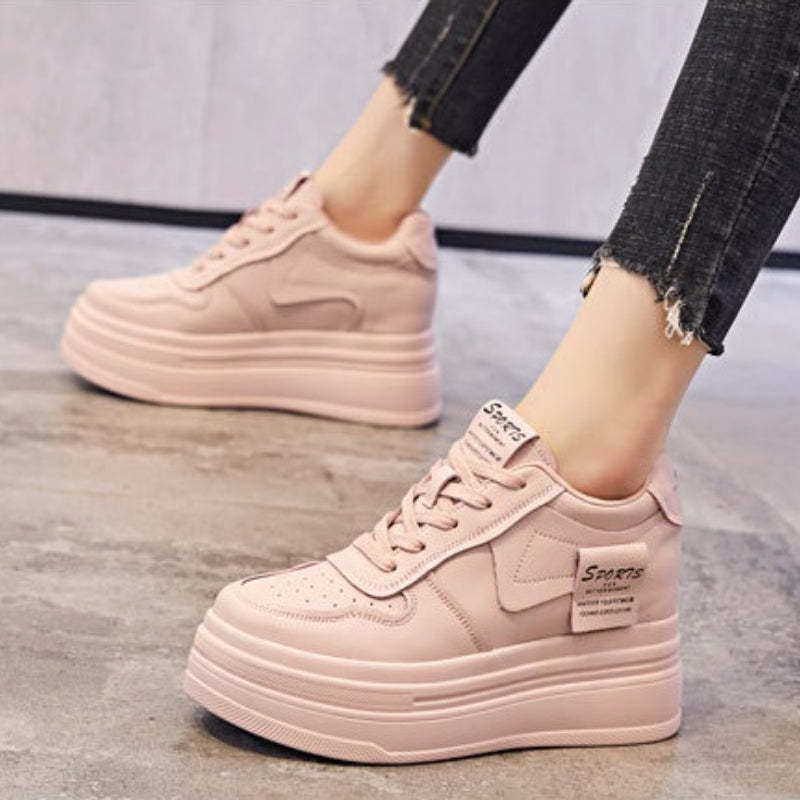 Comfy and Fancy Genuine Leather 8cm Platform Sneaker