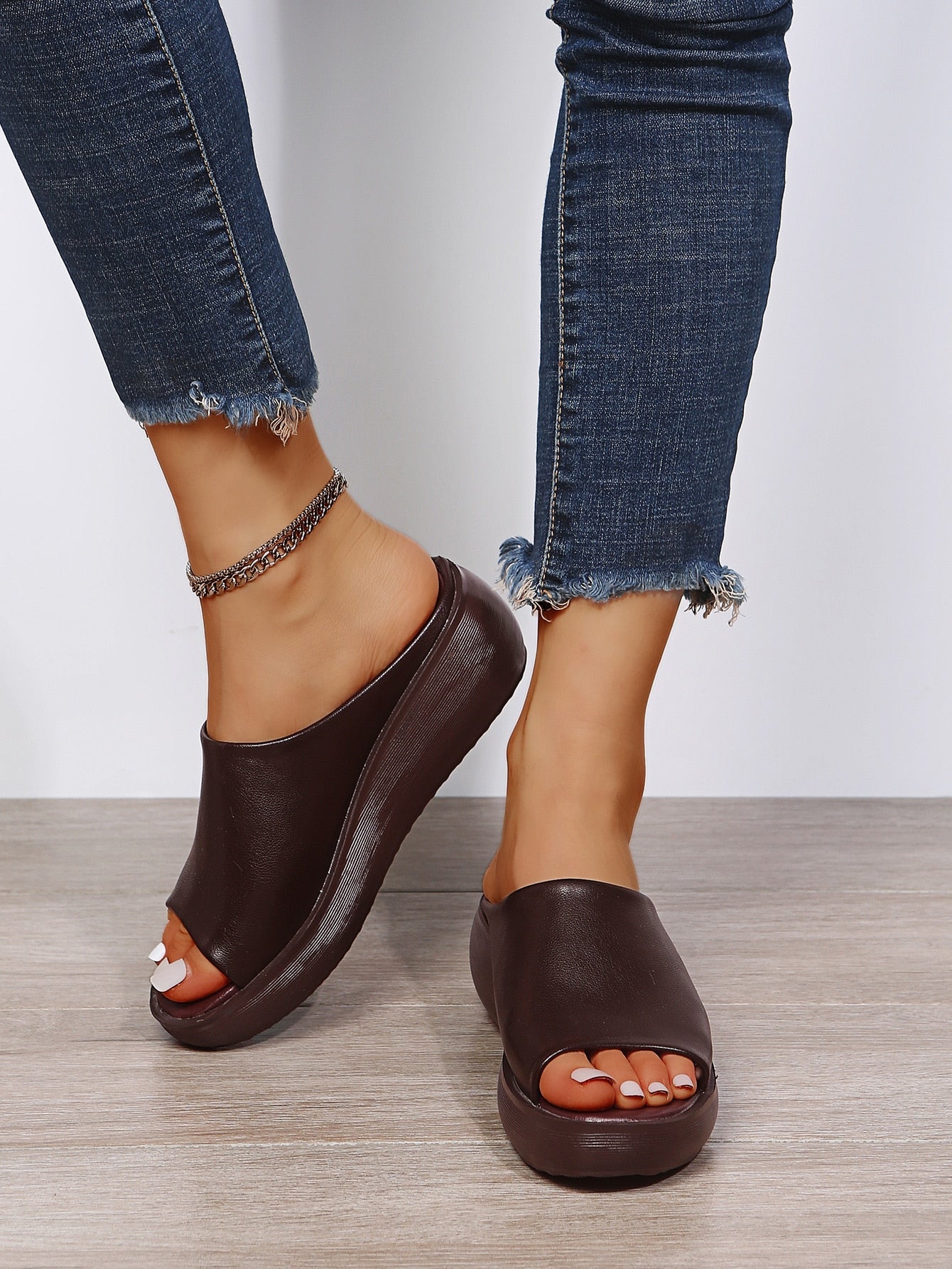 Ladies Comfy Leather Sole Slippers