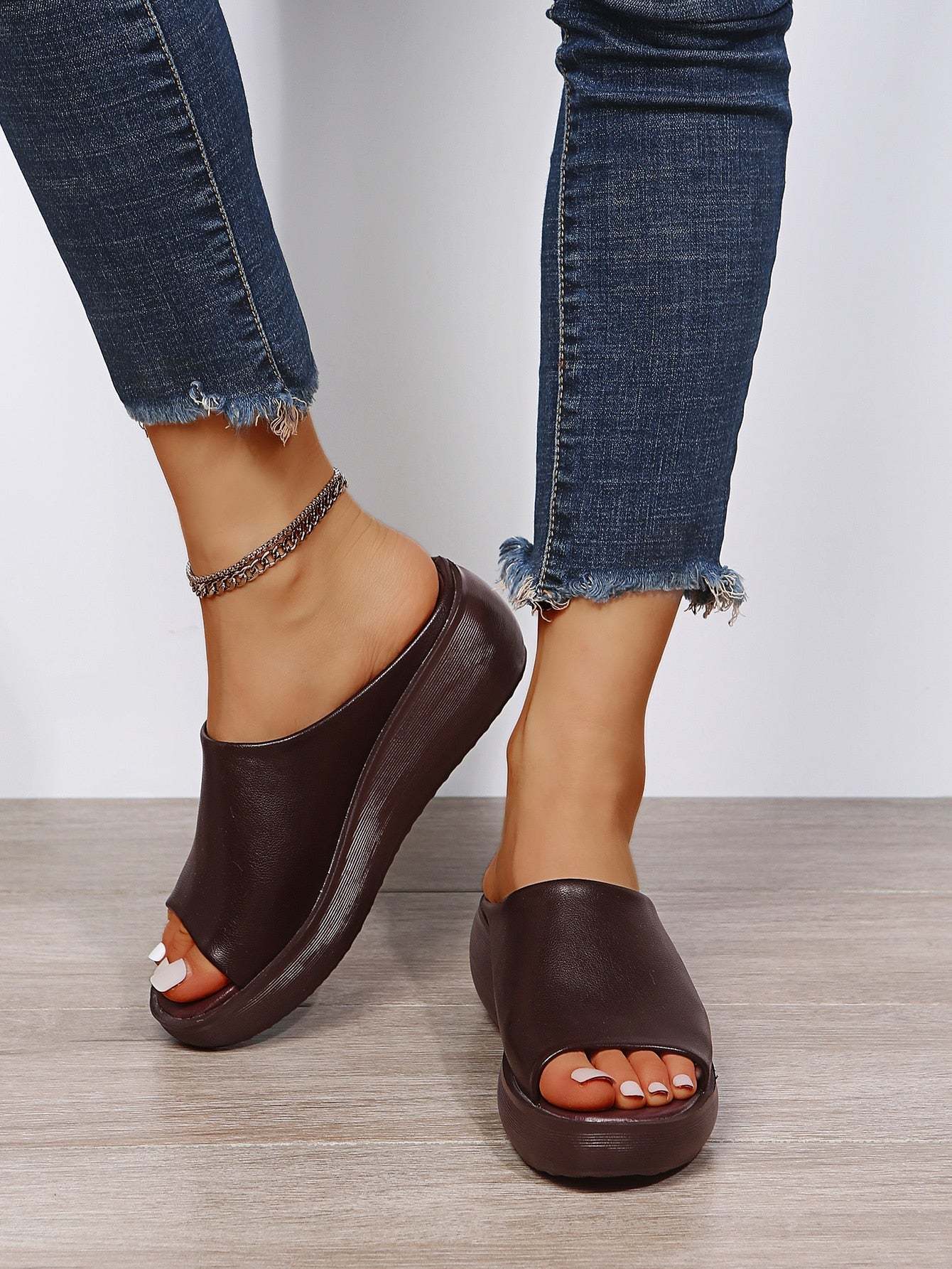 Ladies Comfy Leather Sole Slippers