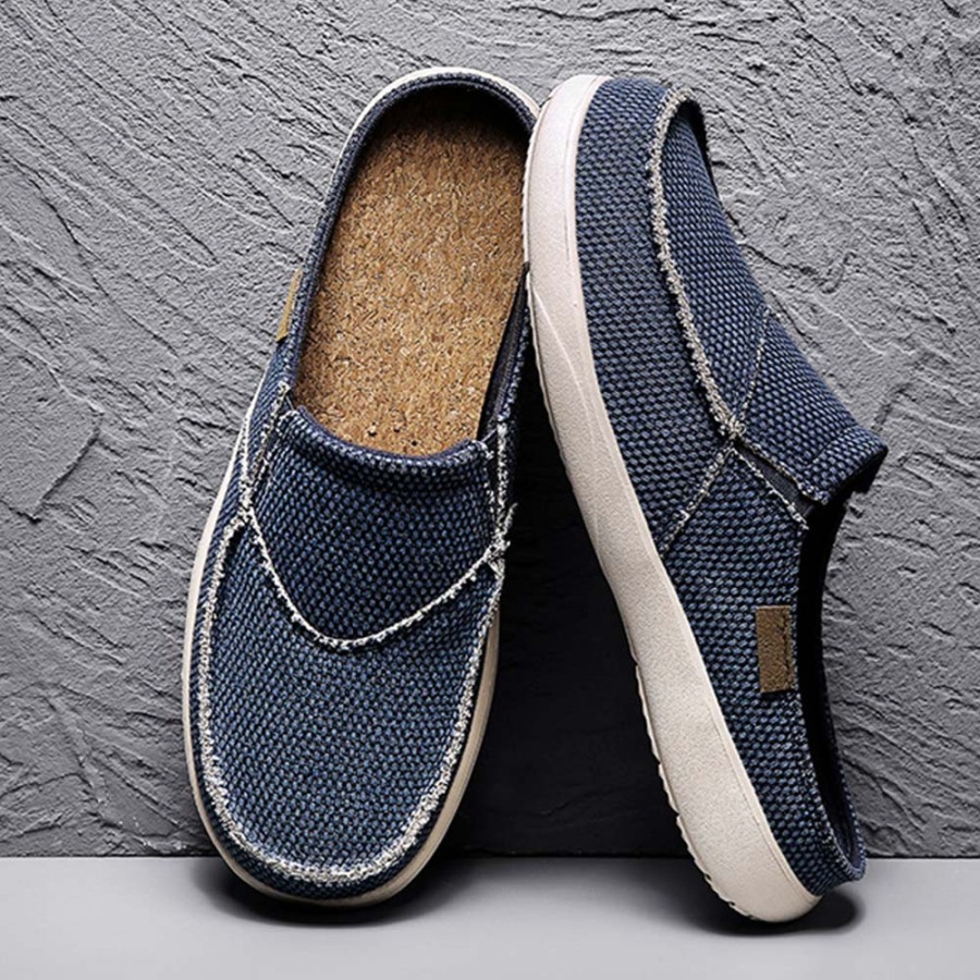Summer New Men's Light Casual Denim Slip On Half Slippers