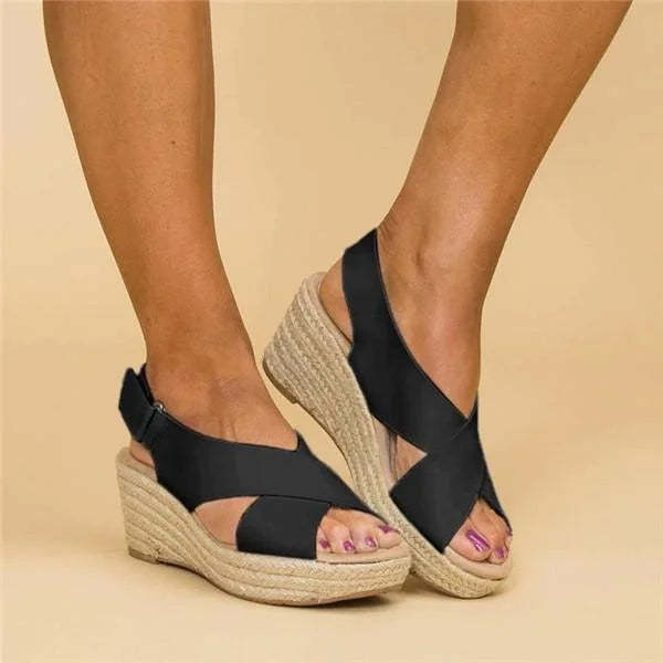 Luckweek | Orthopaedic Wedge Espadrilles in Taupe