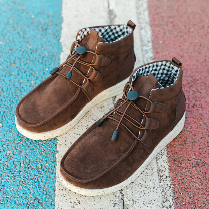 Women Warm Flat Ankle Boots Casual High Top Walking Shoes