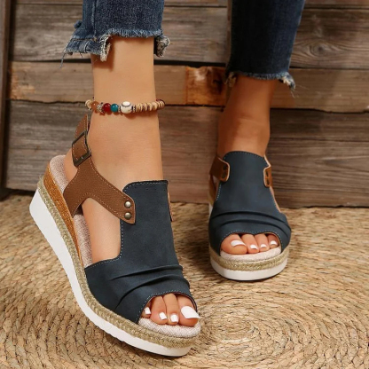 Women's Thick-Soled Buckle Wedge Sandals