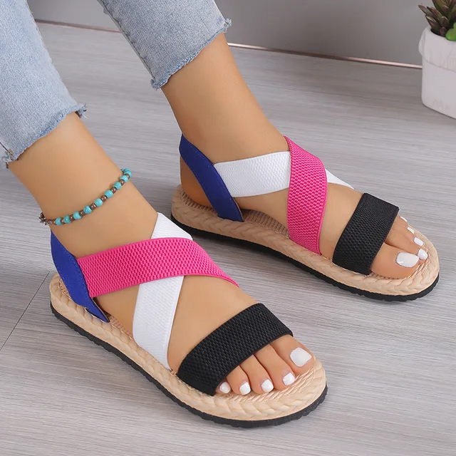 Women's Orthopedic Stretch Sandals Cork Espadrille Roman Sandals