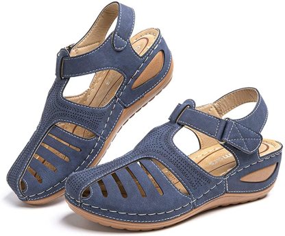 Womens Summer Hollow Closed Toe Wedge Casual Sandals