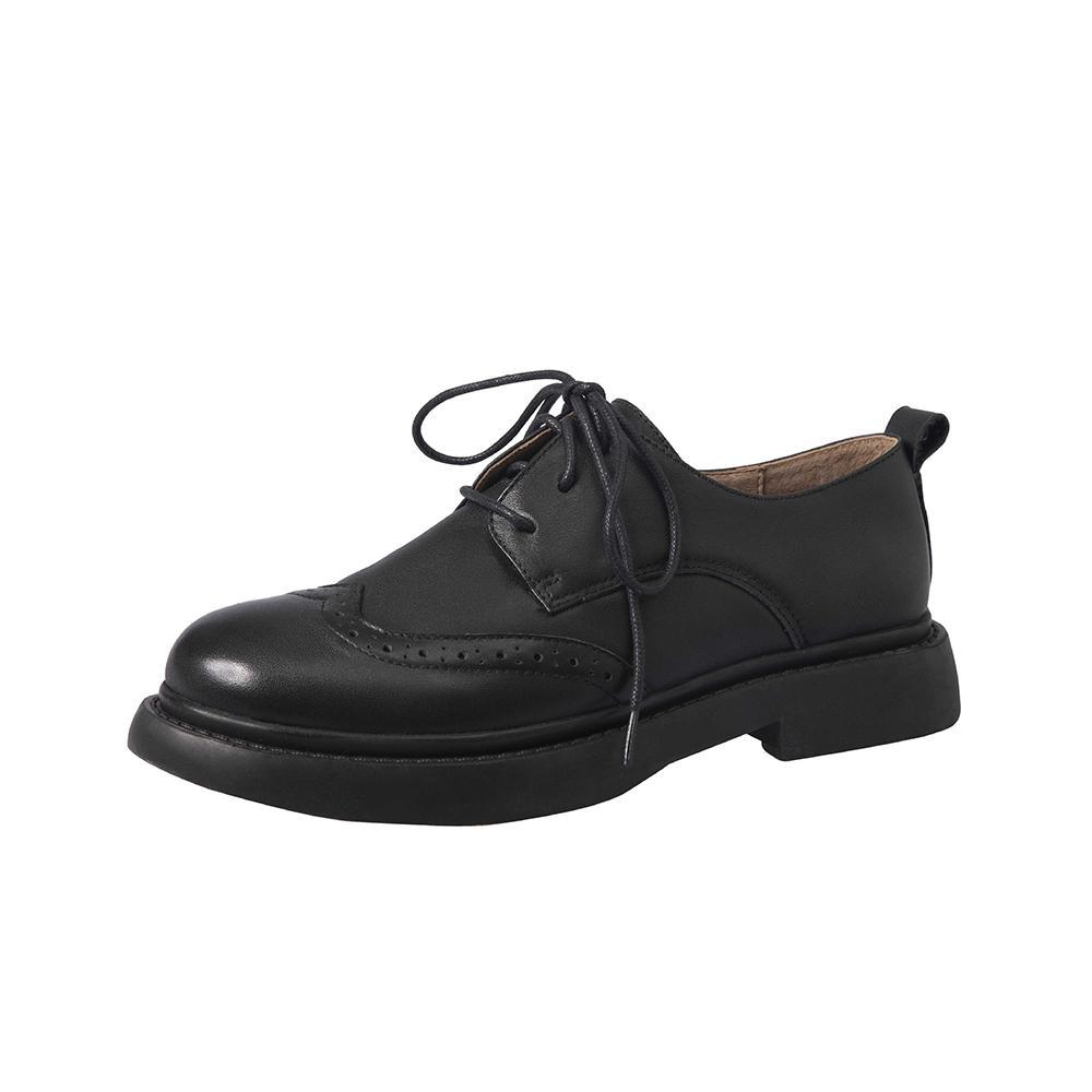 Womens Wingtip Shoes Handmade Leather Brogues Oxfords & Tie Flats Elegant Black/White