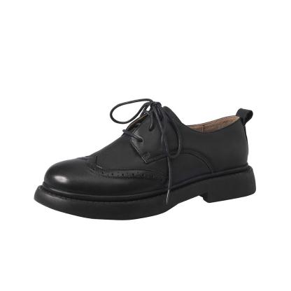 Womens Wingtip Shoes Handmade Leather Brogues Oxfords & Tie Flats Elegant Black/White