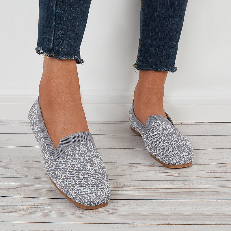 Soft Knit Slip on Flat Shoes Breathable Mesh Loafers