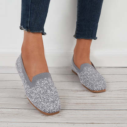 Soft Knit Slip on Flat Shoes Breathable Mesh Loafers