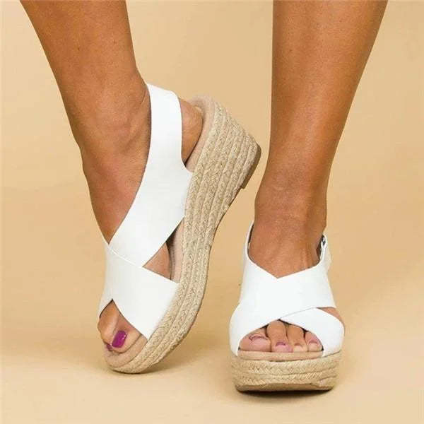 Luckweek | Orthopaedic Wedge Espadrilles in Taupe