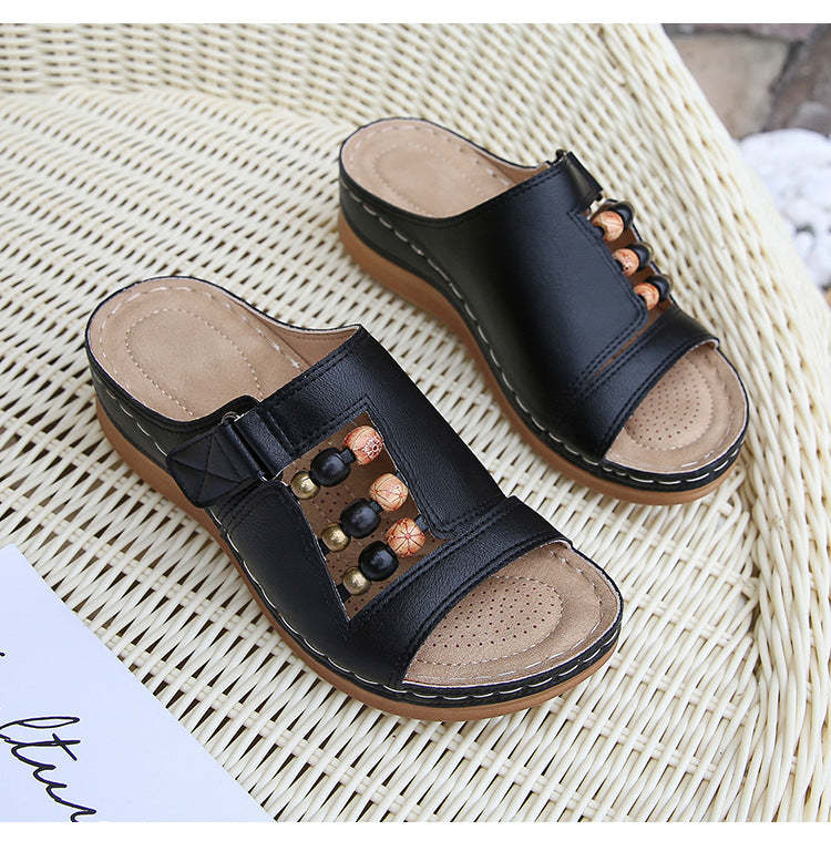 Orthopedic Wedge Heel Slip On Open Toe Mules Sandals Womens Slipper