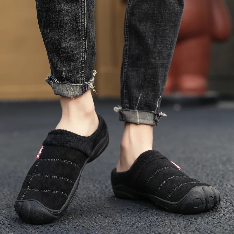 Fleece Warm Slippers For Men Basic Winter Shoes