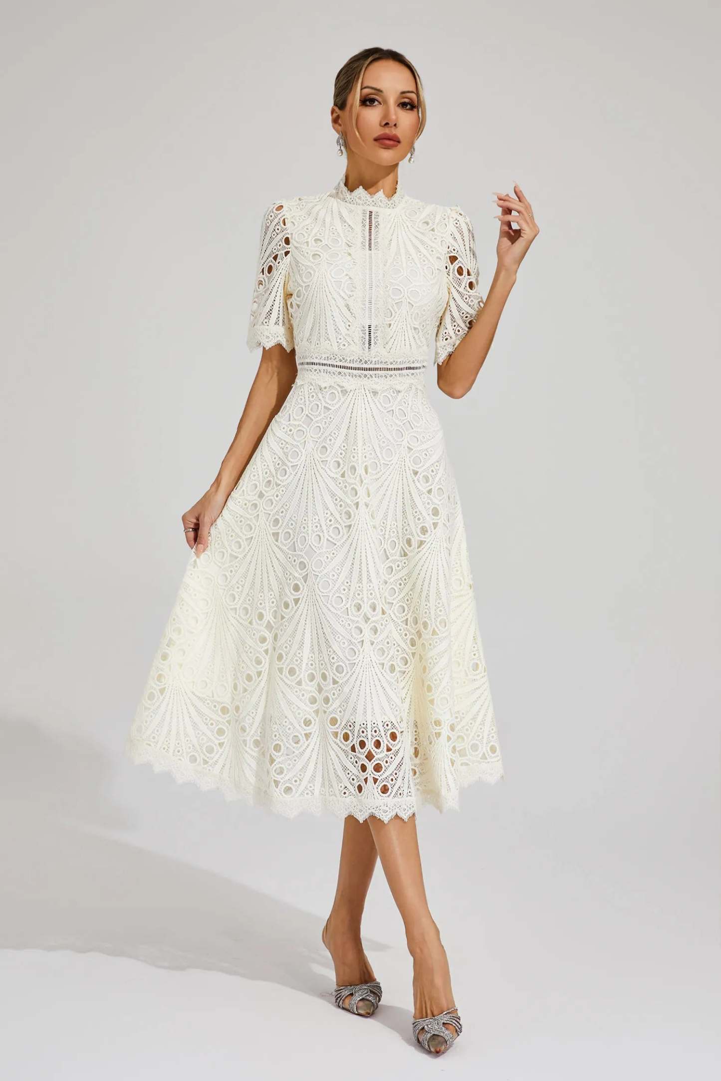 Elegant Lace Midi Dress for Women