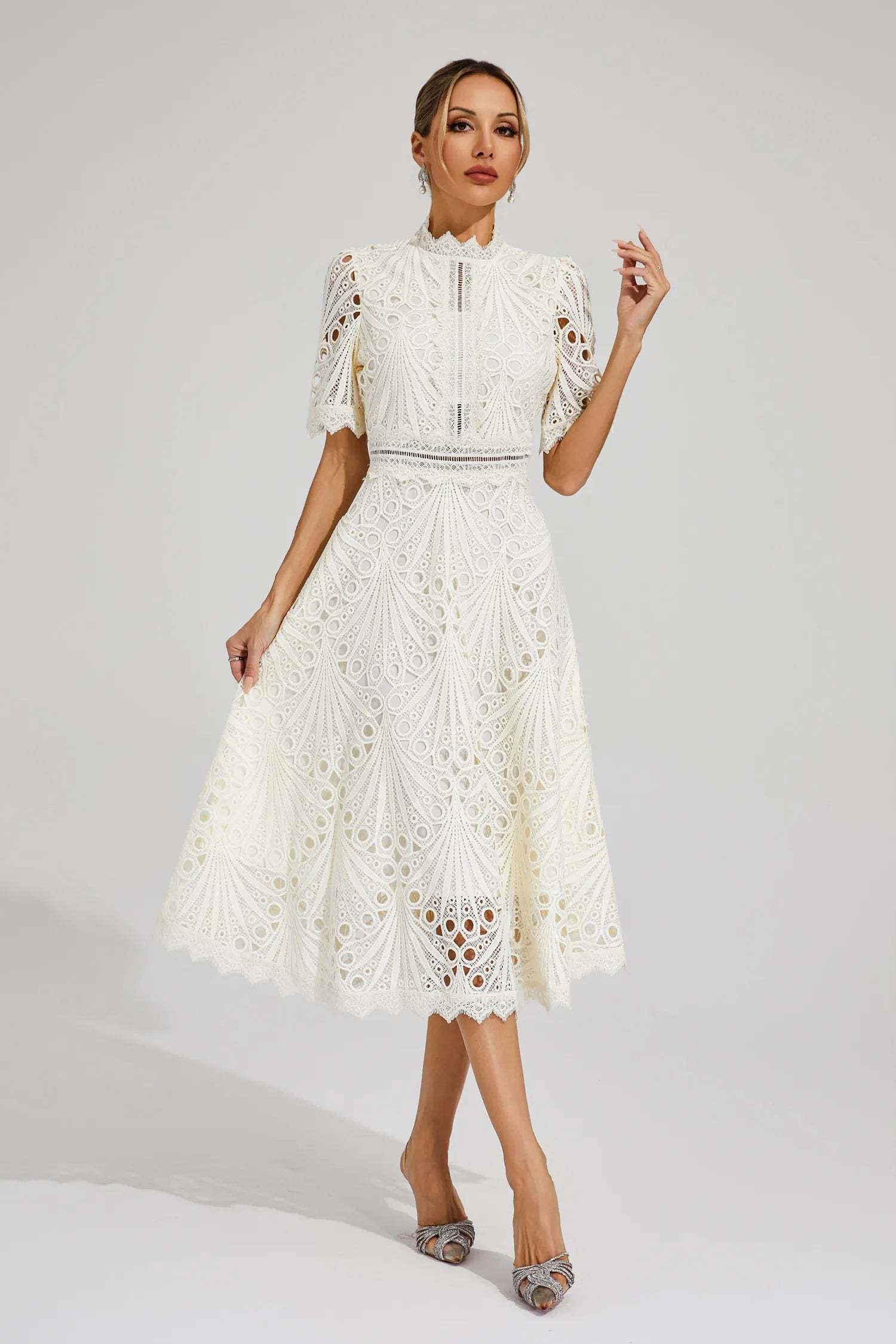 Elegant Lace Midi Dress for Women