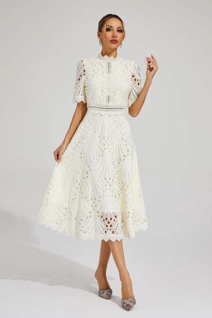 Elegant Lace Midi Dress for Women