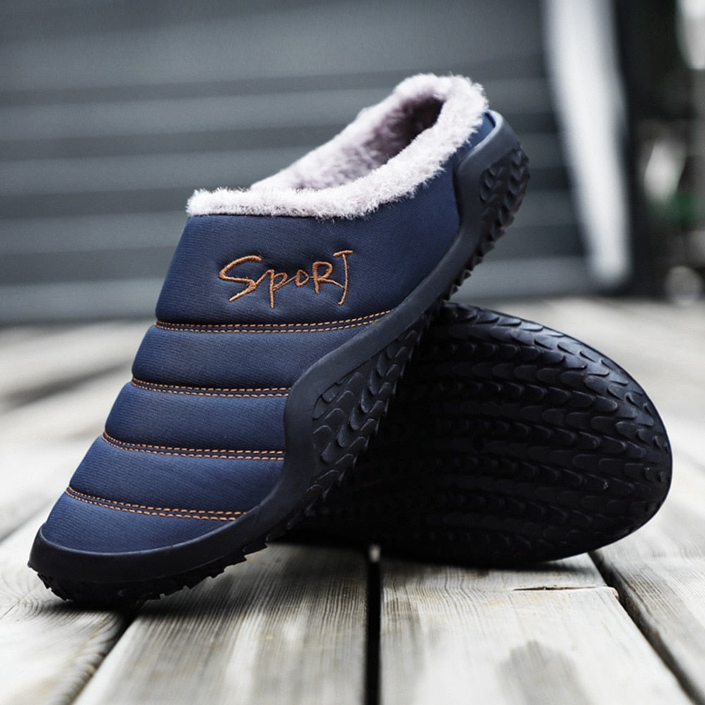 Fur Slippers For Men Warm Anti-slip Winter Shoes