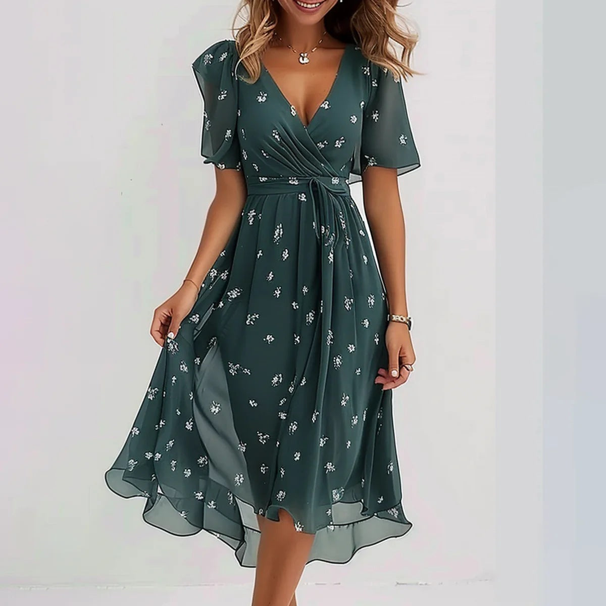 Elegant Floral Midi Dress