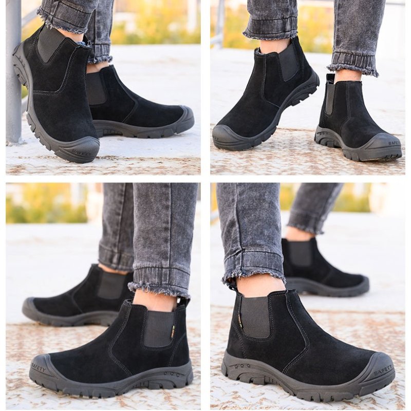 Anti-smashing Men Work Ankle Boots Suede Steel Toe Orthopedic Shoes