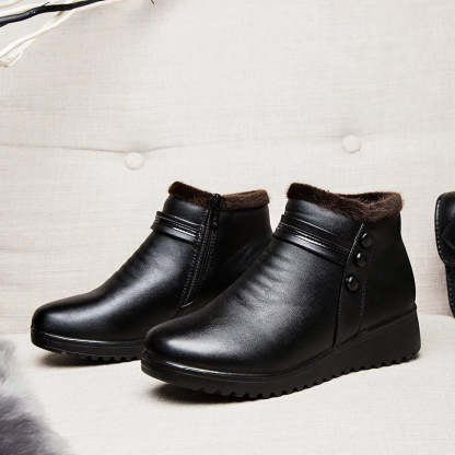 Orthopedic Snow Boots Women Leather Ankle Shoes