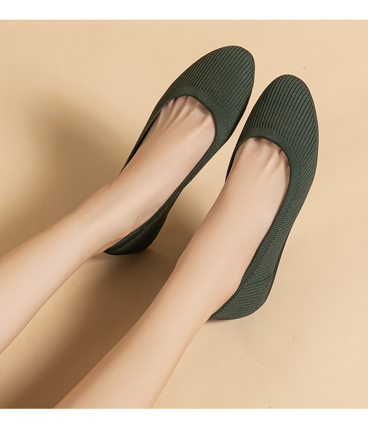 Comfort Pointed-Toe Breathable Knit Ballet Flat Shoes for Wide Feet and Bunion