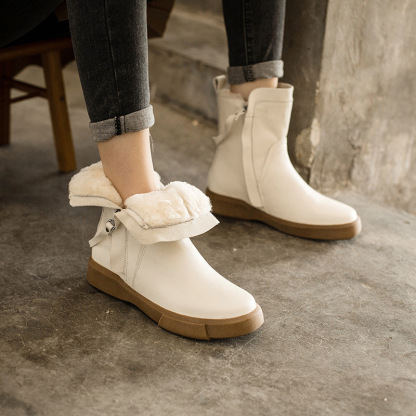 Waxing Leather Chelsea Boots Handmade British Boots Double Zip Fleece Lined Snow Boots