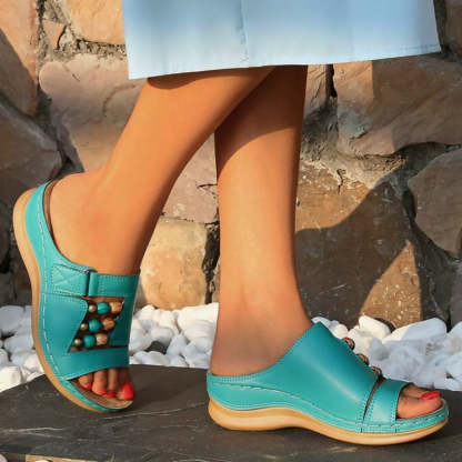 Orthopedic Wedge Heel Slip On Open Toe Mules Sandals Womens Slipper